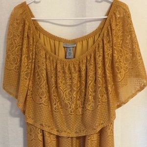 NWT Catherines Womens 2X Gold Lace Shirt Top